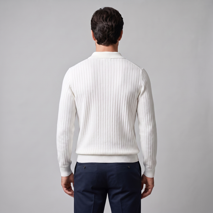 Declan | Relaxed Ribbed Knit Polo Sweater
