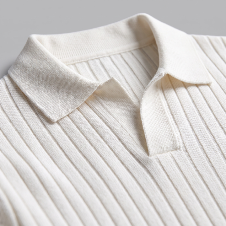 Declan | Relaxed Ribbed Knit Polo Sweater