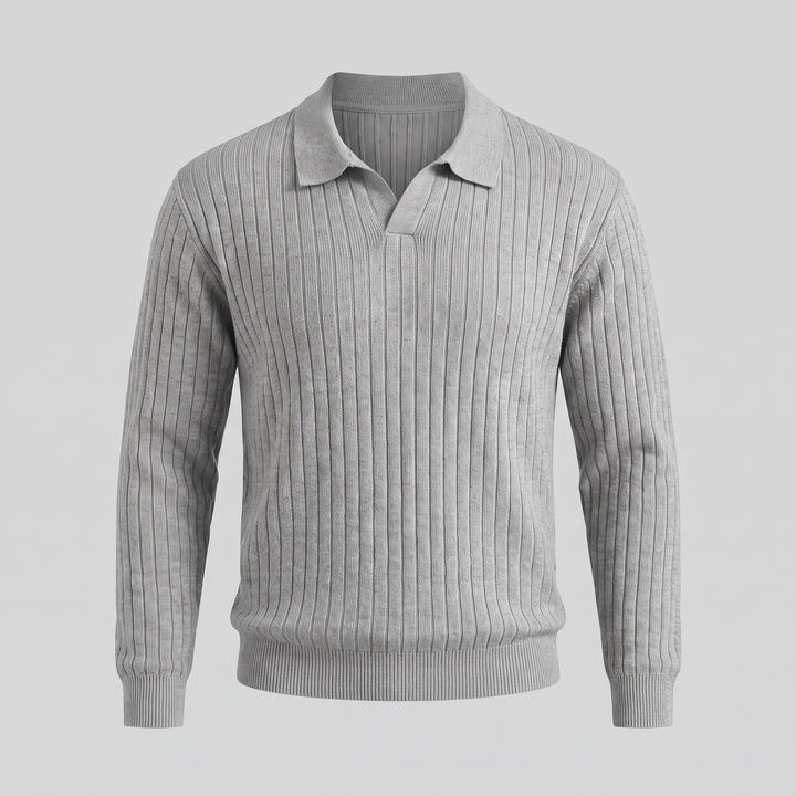 Declan | Relaxed Ribbed Knit Polo Sweater