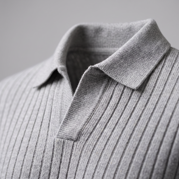 Declan | Relaxed Ribbed Knit Polo Sweater