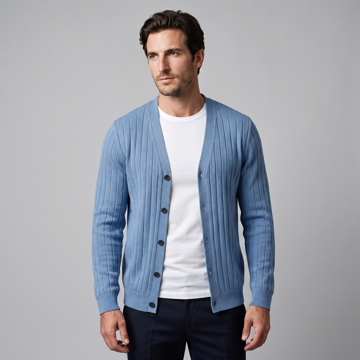 Kendrick | Relaxed Ribbed V-Neck Cardigan for Men