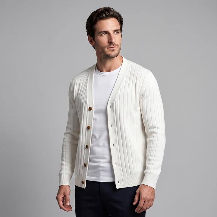 Kendrick | Relaxed Ribbed V-Neck Cardigan for Men