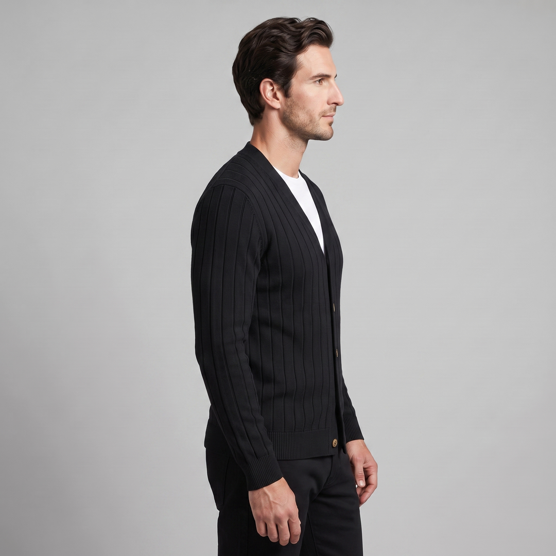 Kendrick | Relaxed Ribbed V-Neck Cardigan for Men