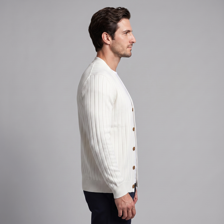 Kendrick | Relaxed Ribbed V-Neck Cardigan for Men