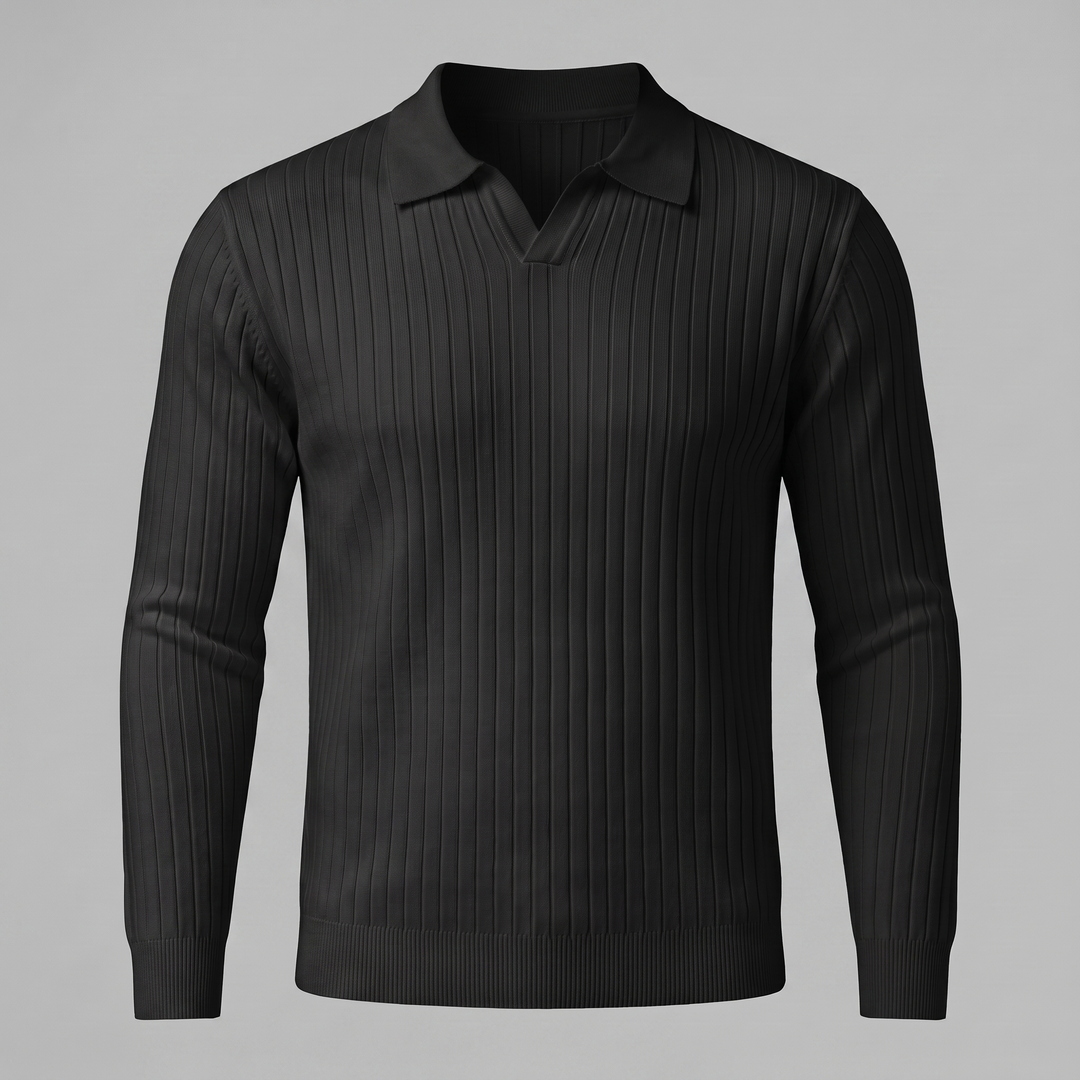 Cassius | Sharp Ribbed Knitted Polo Sweater for Men