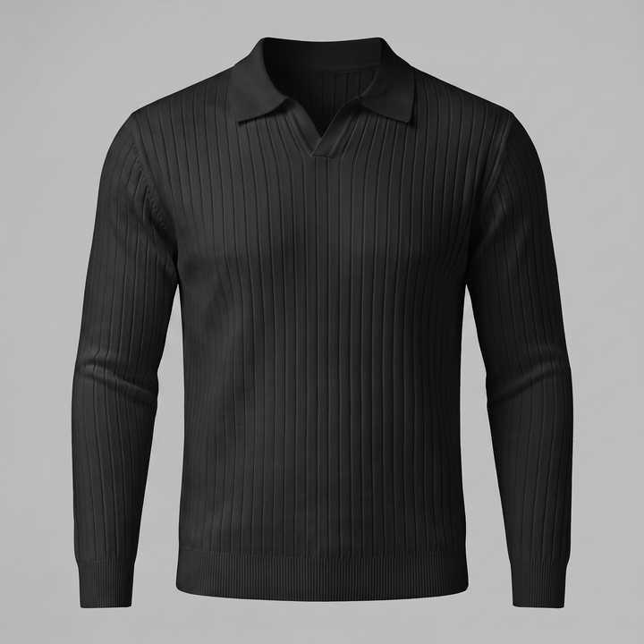 Cassius | Sharp Ribbed Knitted Polo Sweater for Men