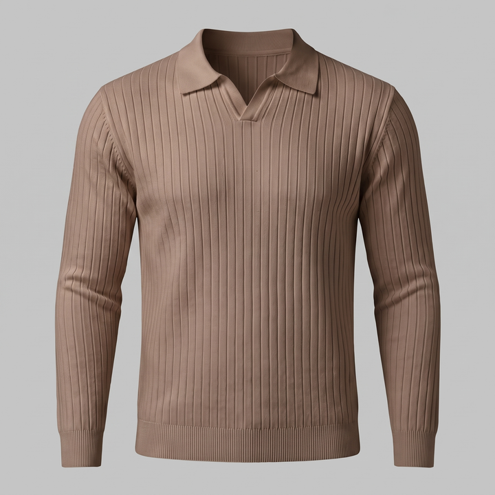 Cassius | Sharp Ribbed Knitted Polo Sweater for Men