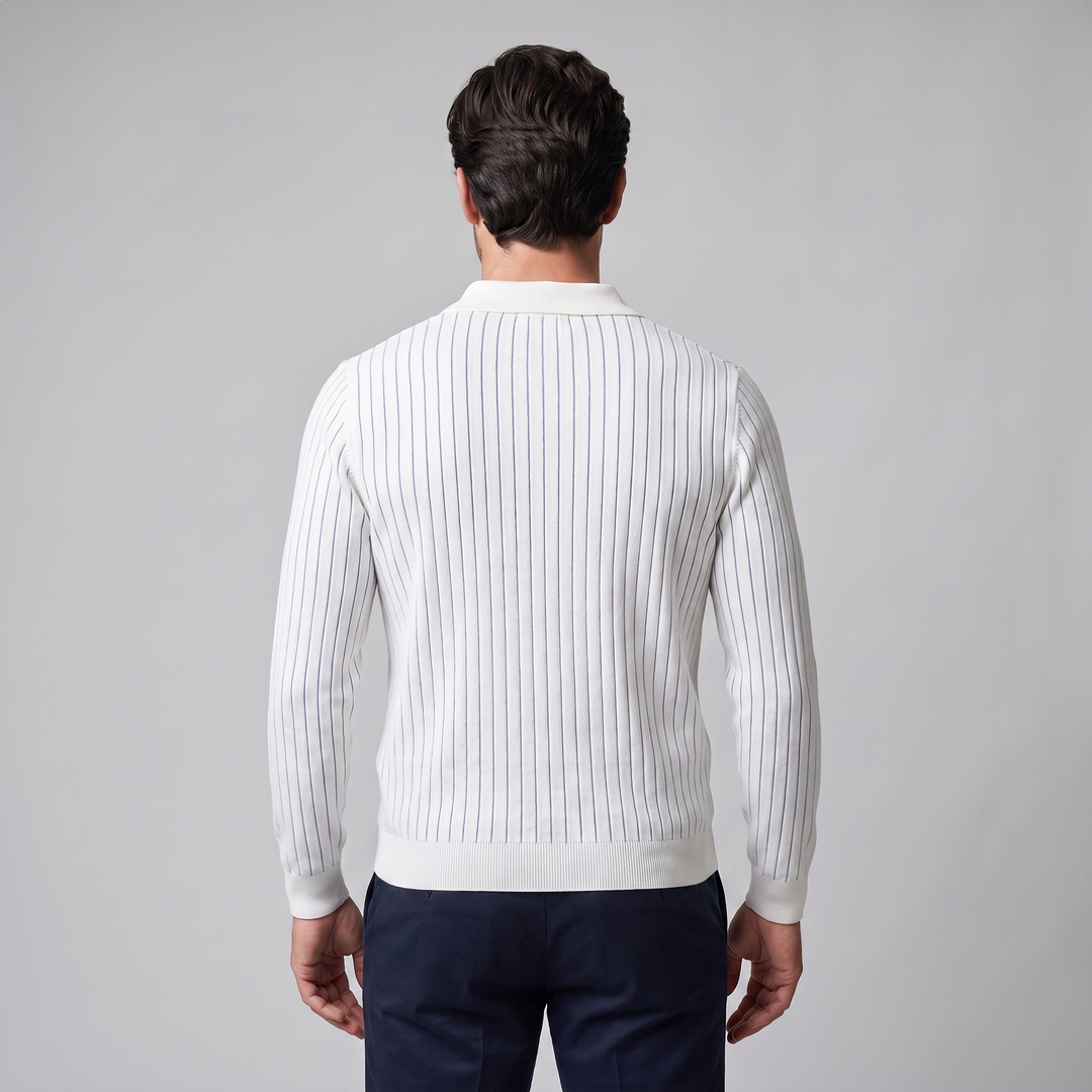 Cassius | Sharp Ribbed Knitted Polo Sweater for Men
