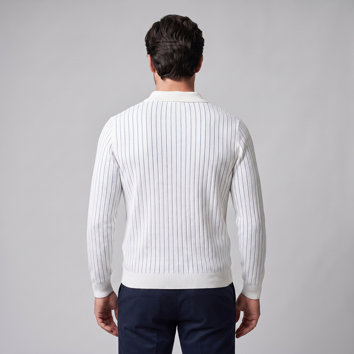 Cassius | Sharp Ribbed Knitted Polo Sweater for Men