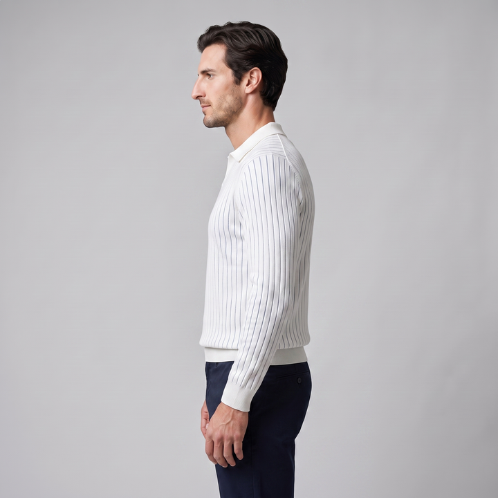 Cassius | Sharp Ribbed Knitted Polo Sweater for Men