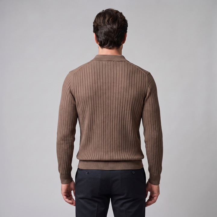 Cassius | Sharp Ribbed Knitted Polo Sweater for Men