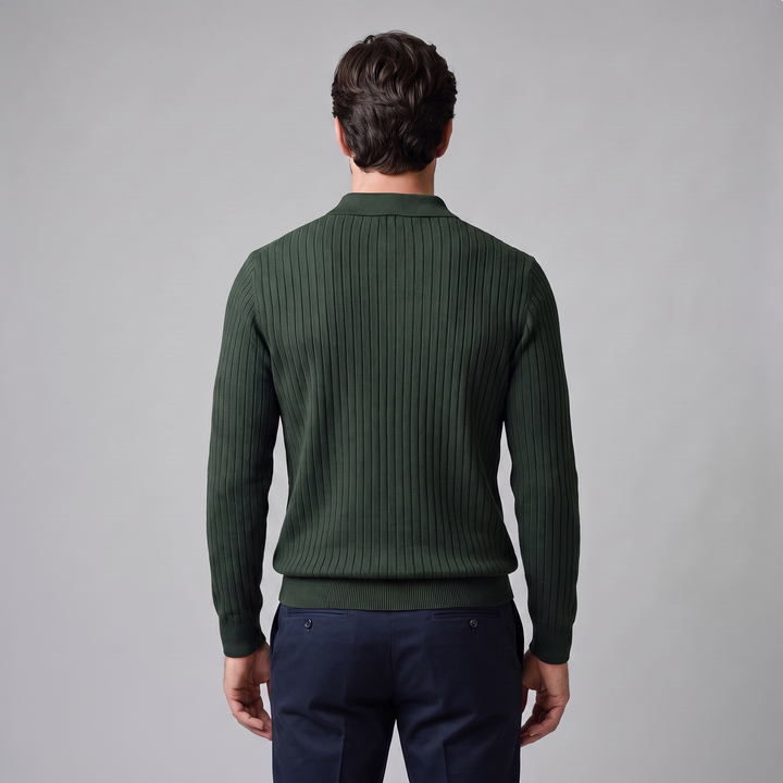 Cassius | Sharp Ribbed Knitted Polo Sweater for Men