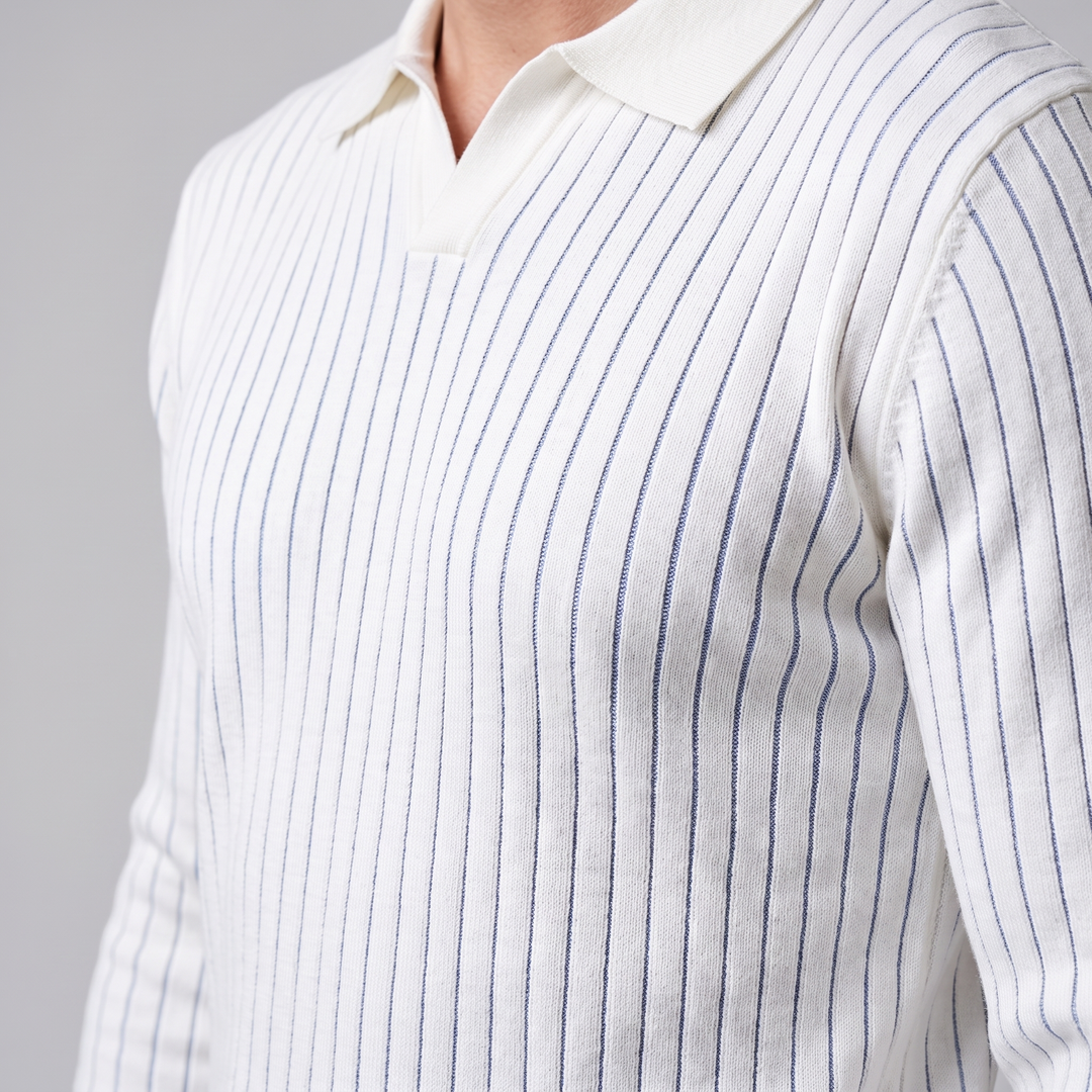 Cassius | Sharp Ribbed Knitted Polo Sweater for Men