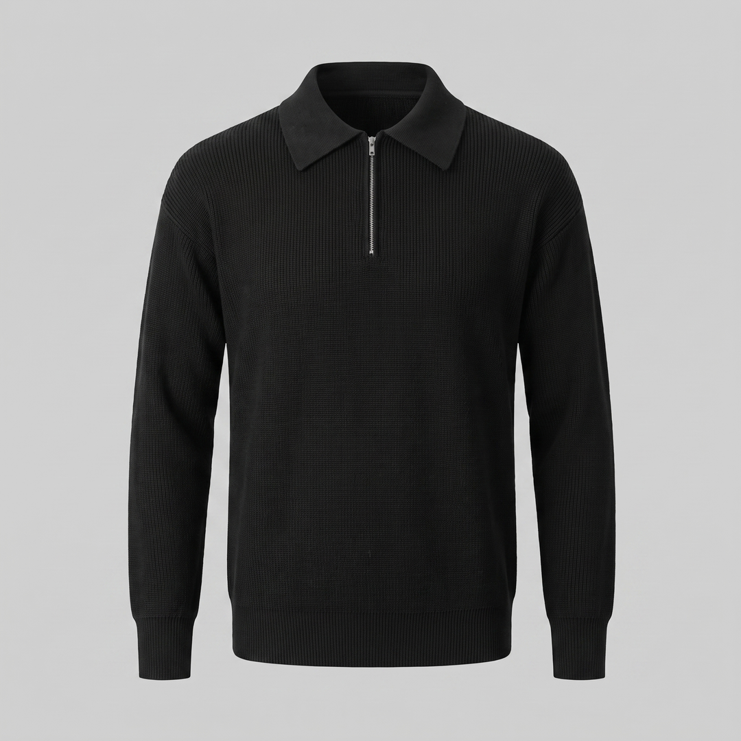 Soren | Sharp Quarter Zip Polo Knitted Sweater