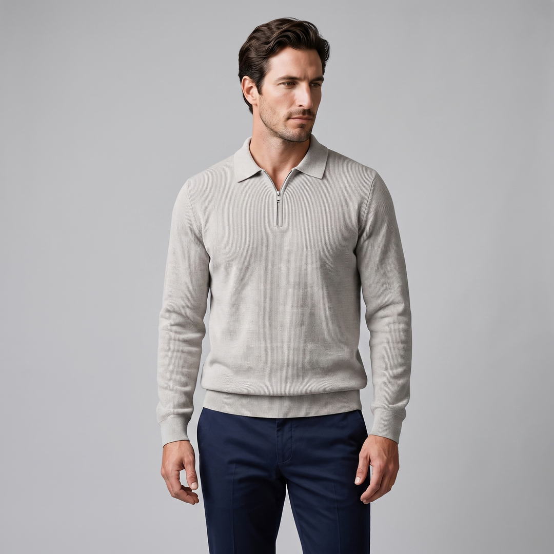 Soren | Sharp Quarter Zip Polo Knitted Sweater