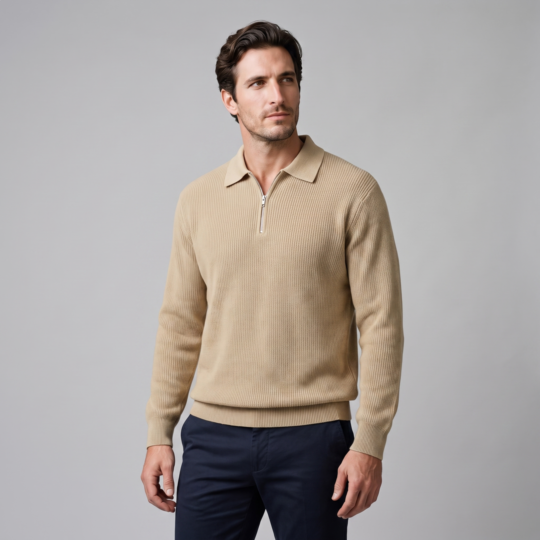 Soren | Sharp Quarter Zip Polo Knitted Sweater