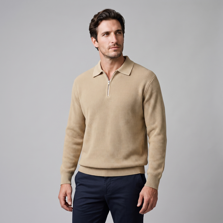 Soren | Sharp Quarter Zip Polo Knitted Sweater