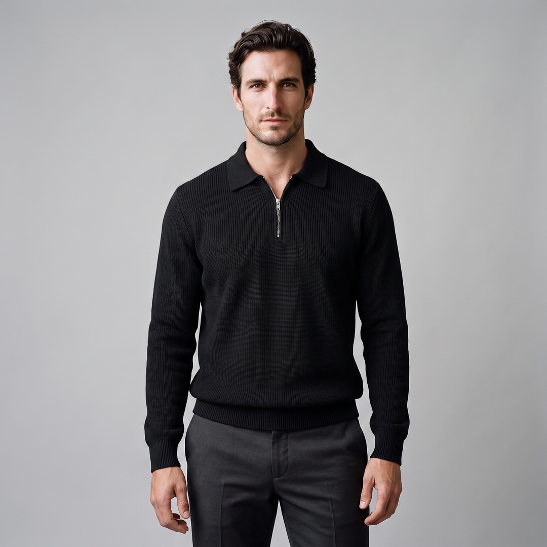 Soren | Sharp Quarter Zip Polo Knitted Sweater