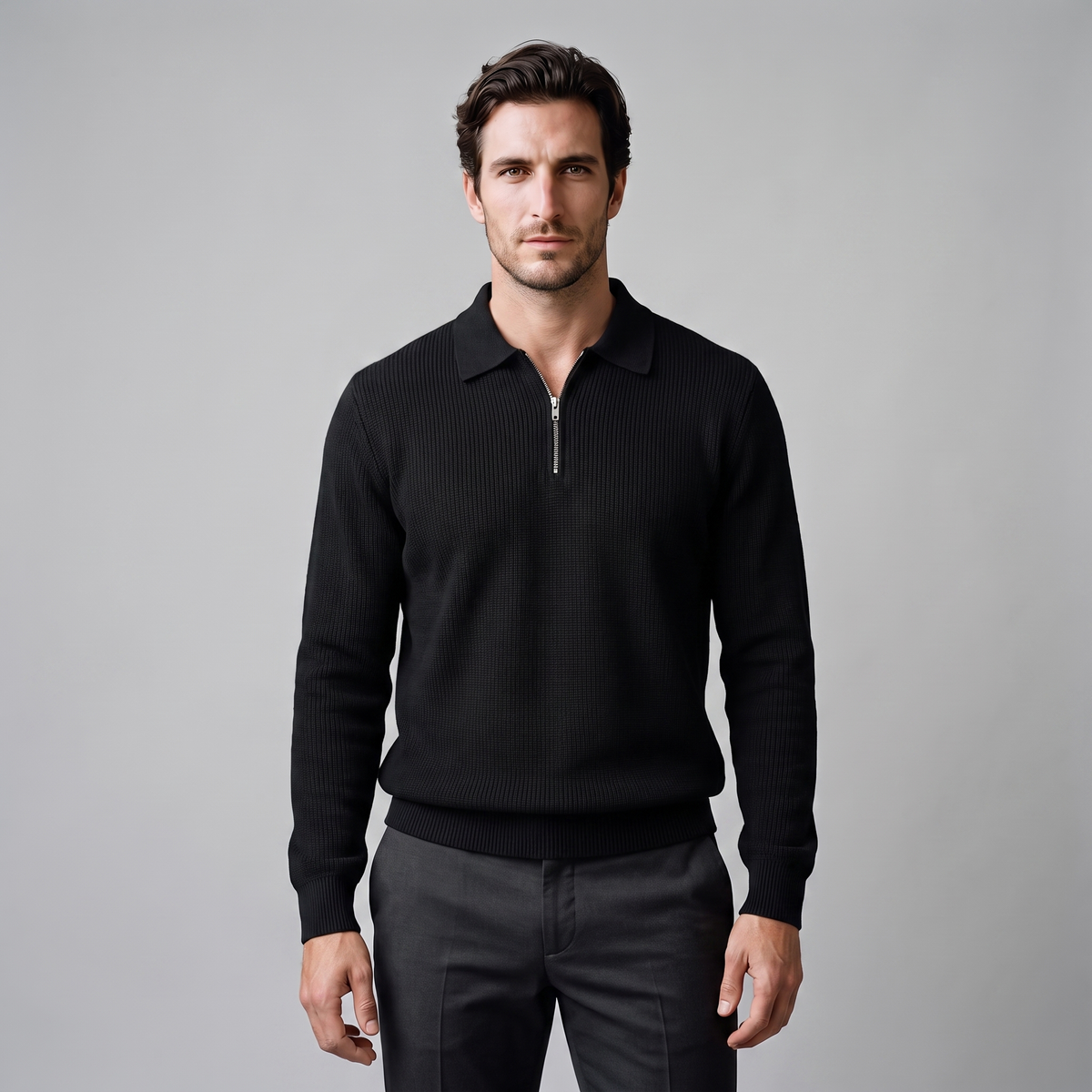 Soren | Sharp Quarter Zip Polo Knitted Sweater