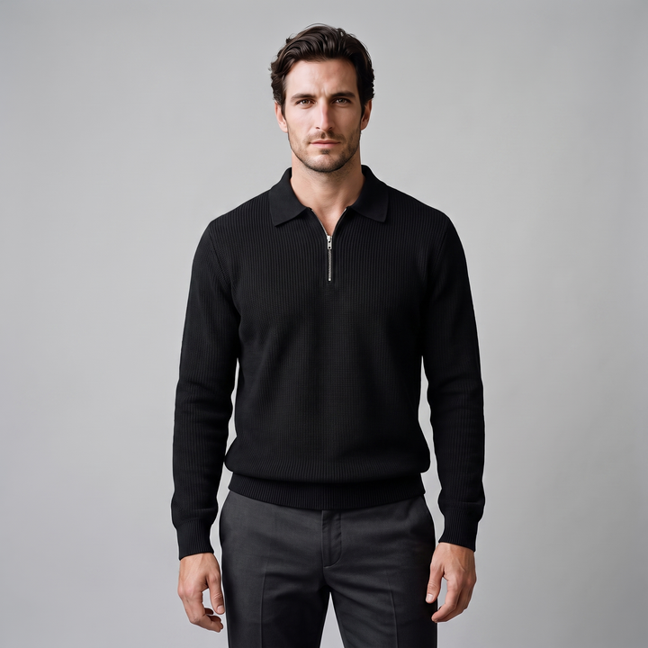 Soren | Sharp Quarter Zip Polo Knitted Sweater