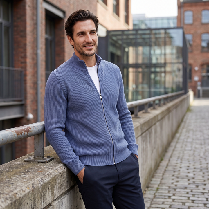 Jasper | Relaxed Ribbed Wool Full-Zip Cardigan