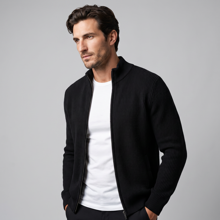 Jasper | Relaxed Ribbed Wool Full-Zip Cardigan