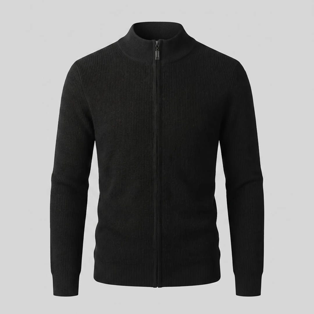 Jasper | Relaxed Ribbed Wool Full-Zip Cardigan