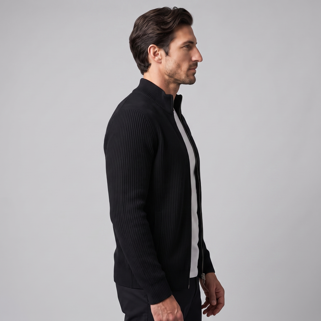 Jasper | Relaxed Ribbed Wool Full-Zip Cardigan