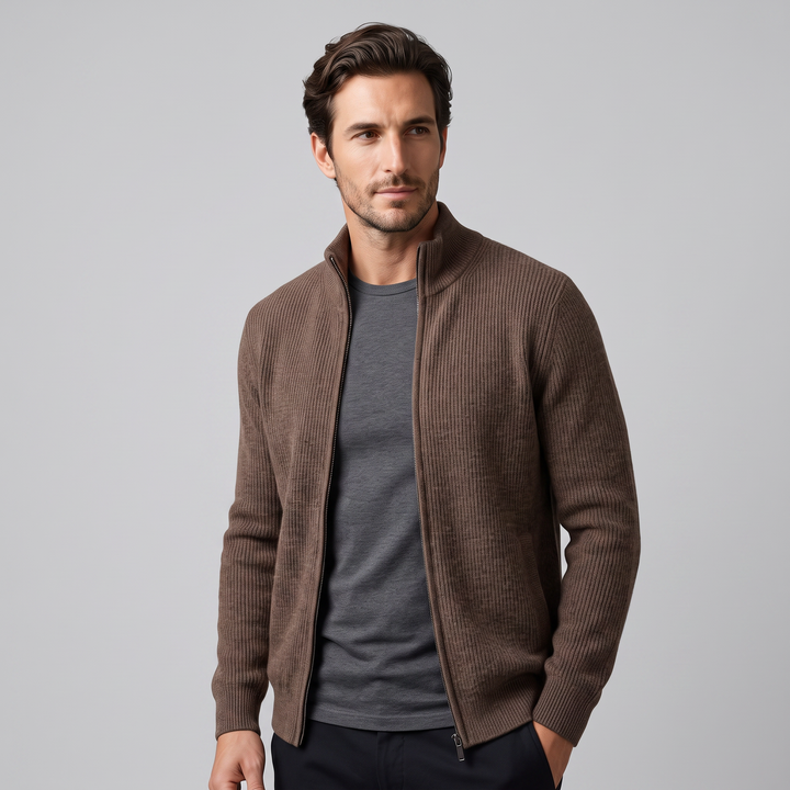 Jasper | Relaxed Ribbed Wool Full-Zip Cardigan