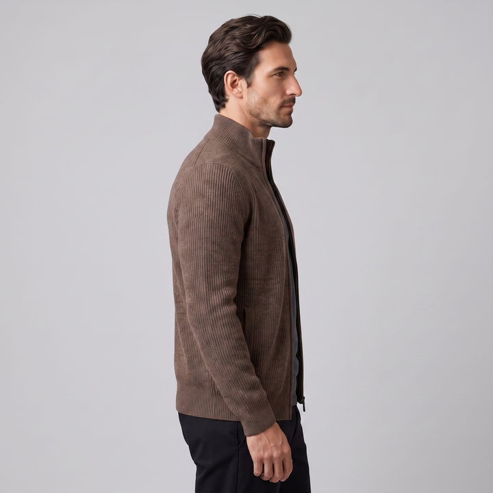 Jasper | Relaxed Ribbed Wool Full-Zip Cardigan