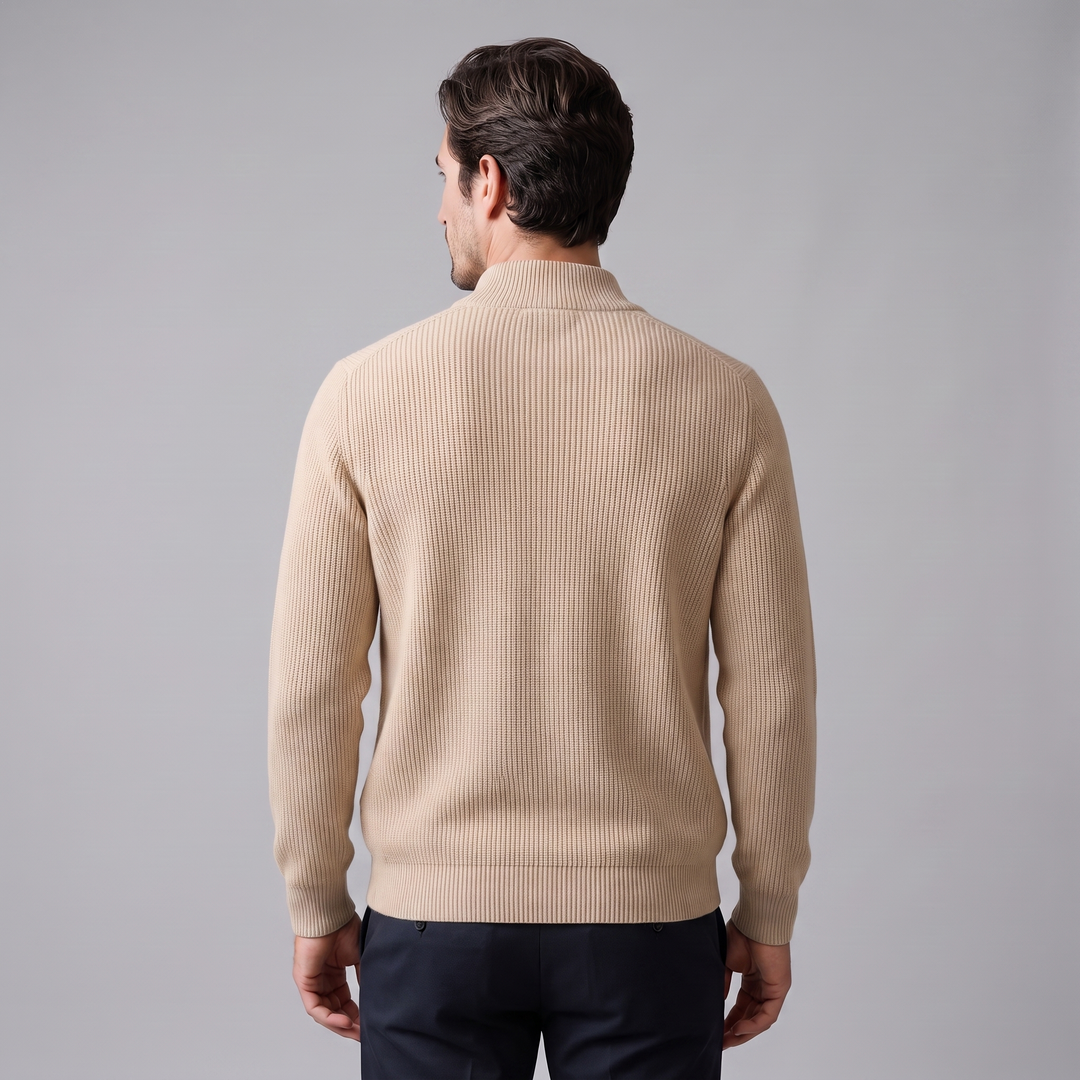 Jasper | Relaxed Ribbed Wool Full-Zip Cardigan