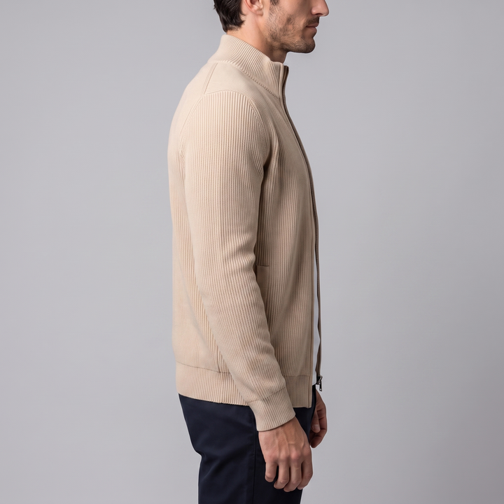 Jasper | Relaxed Ribbed Wool Full-Zip Cardigan