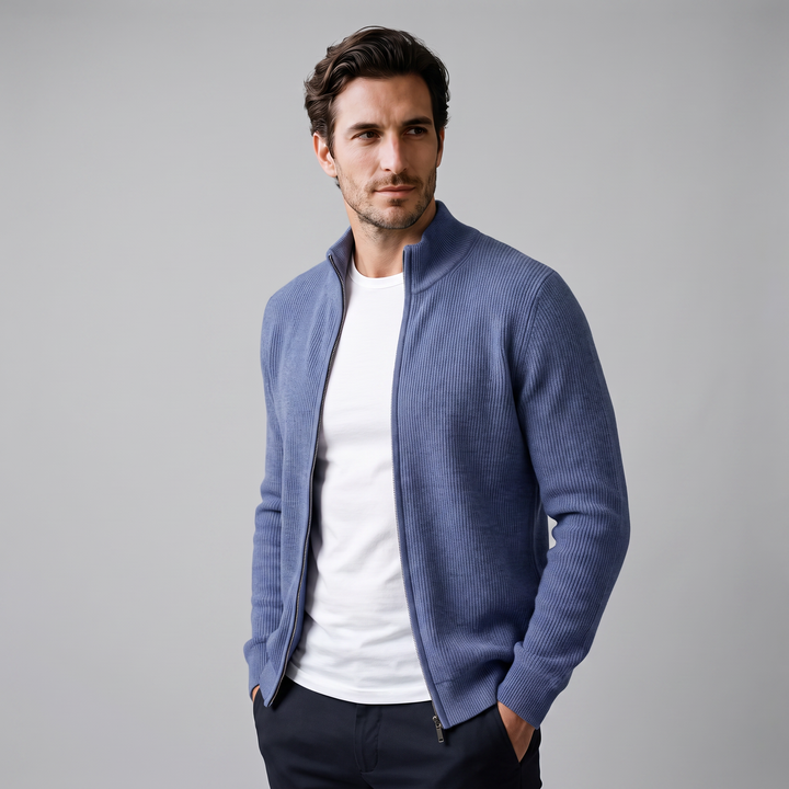 Jasper | Relaxed Ribbed Wool Full-Zip Cardigan