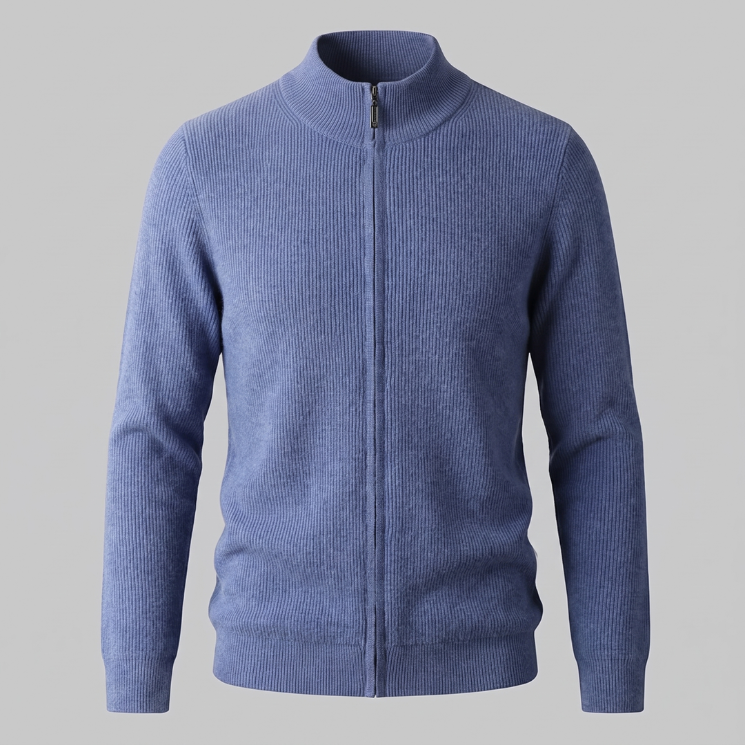 Jasper | Relaxed Ribbed Wool Full-Zip Cardigan