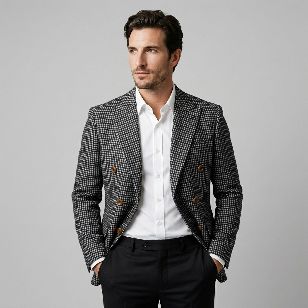 Oscar | Sharp Double-Breasted Check Blazer for Men's Tailoring
