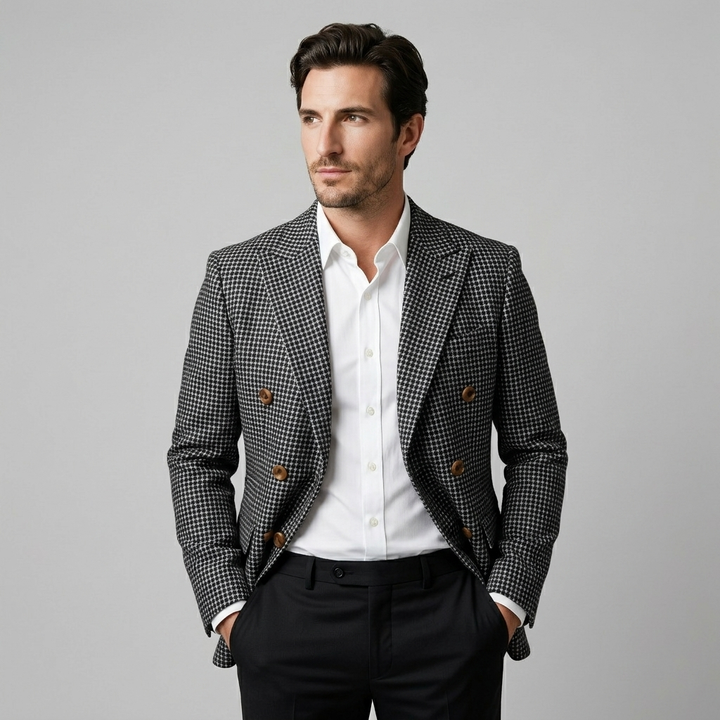 Oscar | Sharp Double-Breasted Check Blazer for Men's Tailoring
