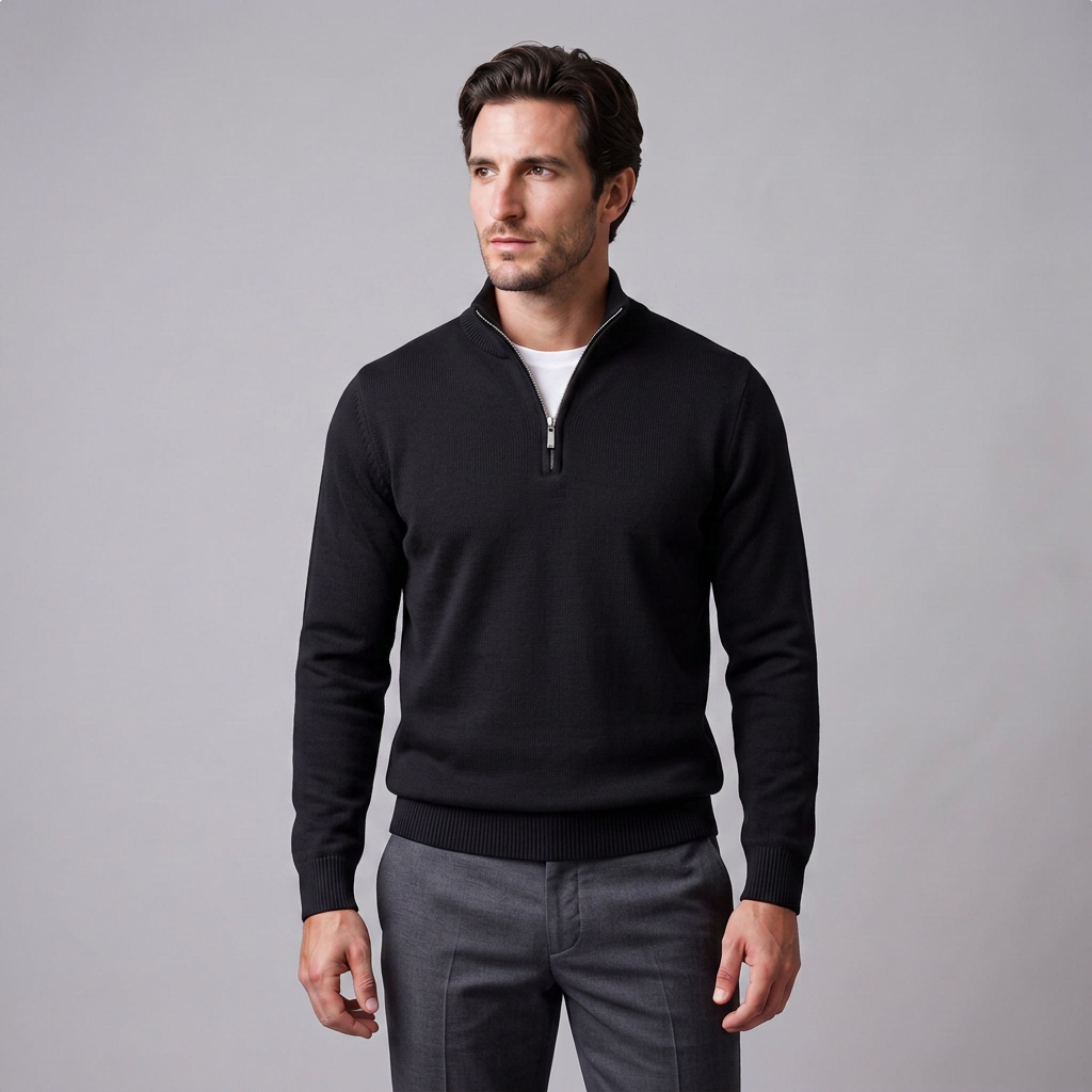 Kellan | Sharp Slim Fit Half-Zip Knit Sweater