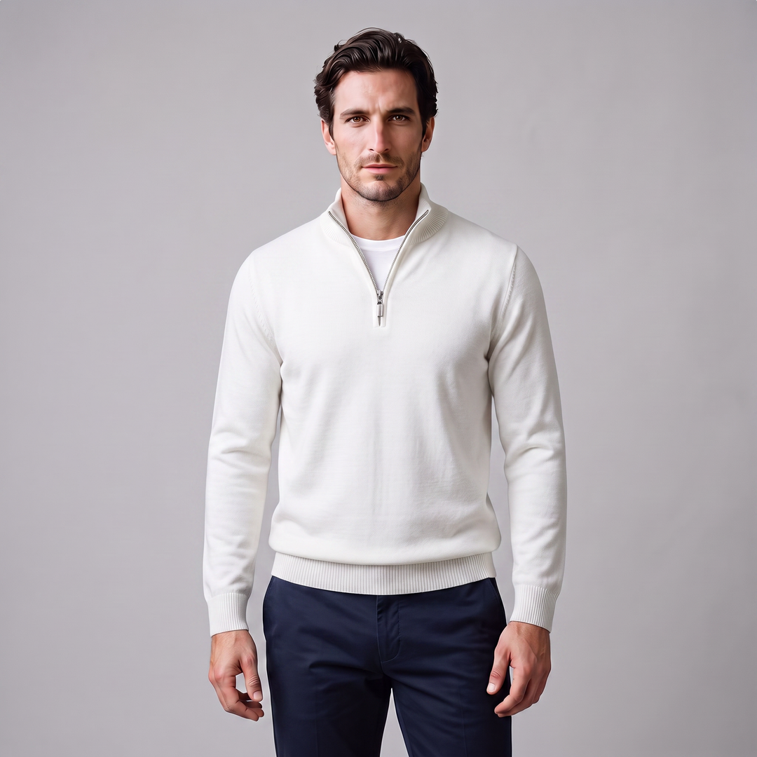 Kellan | Sharp Slim Fit Half-Zip Knit Sweater