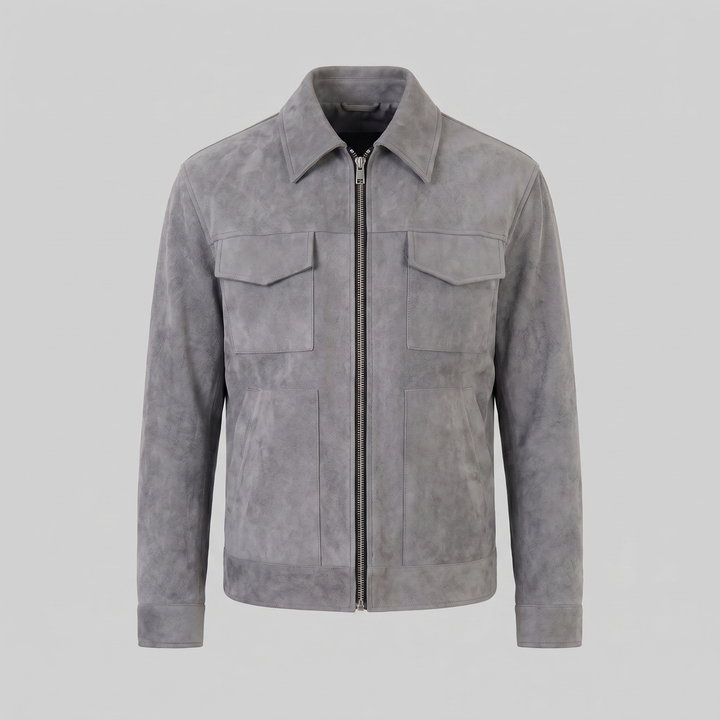 Reid | Classic Suede Jacket with Zip Collar
