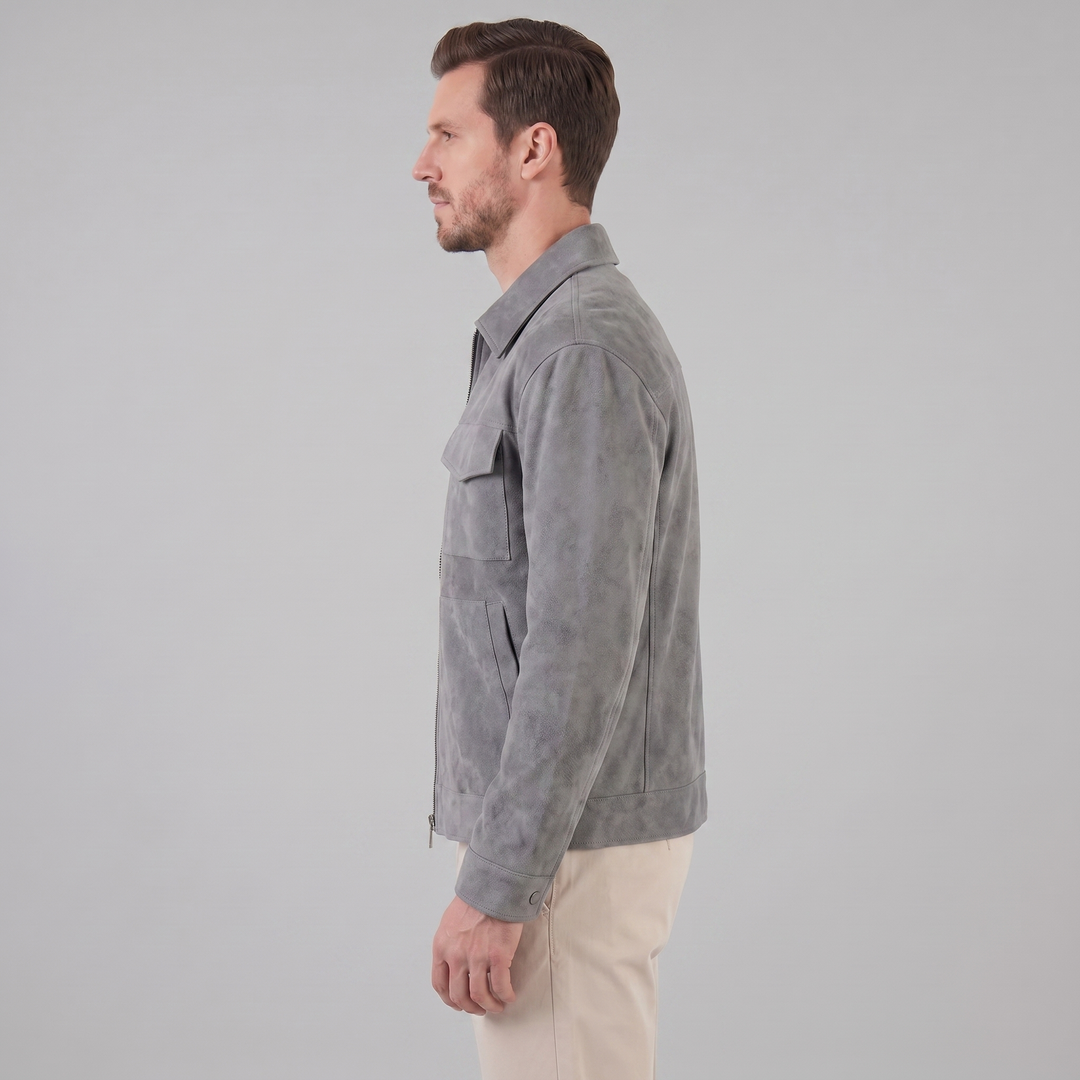 Reid | Classic Suede Jacket with Zip Collar