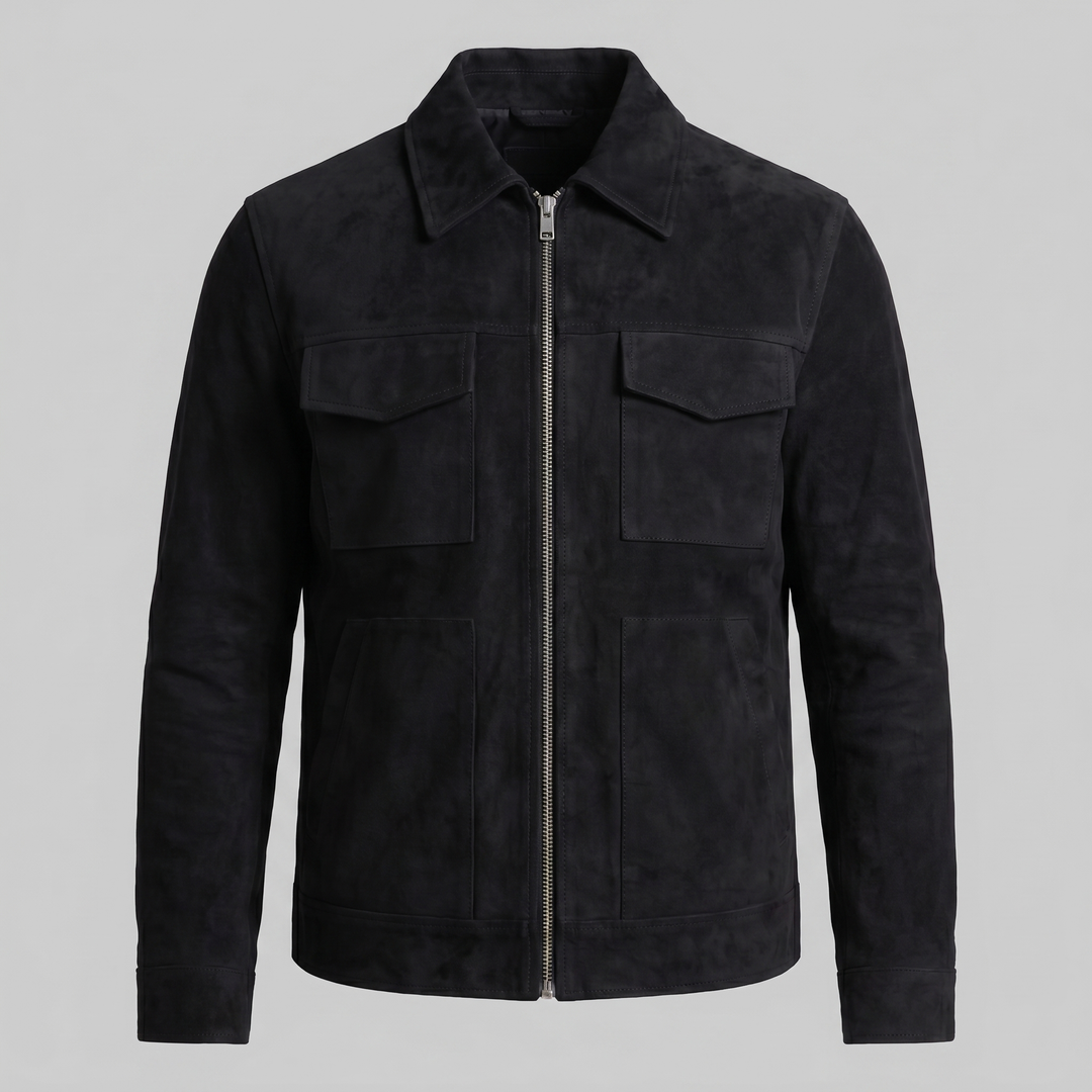 Reid | Classic Suede Jacket with Zip Collar