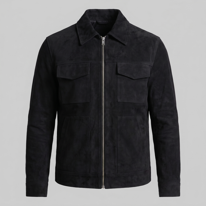 Reid | Classic Suede Jacket with Zip Collar