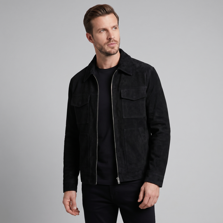 Reid | Classic Suede Jacket with Zip Collar