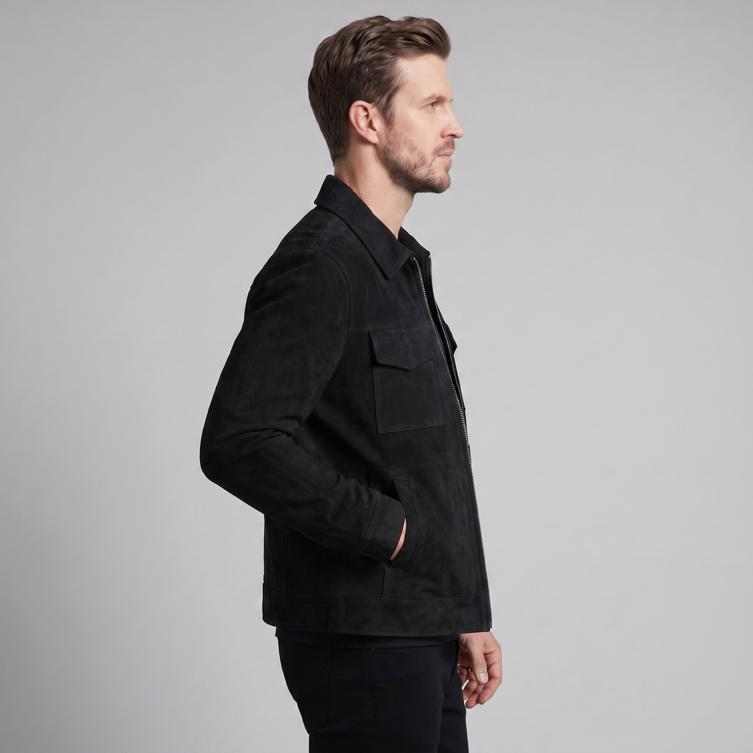 Reid | Classic Suede Jacket with Zip Collar