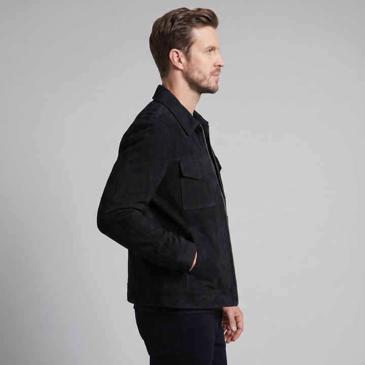Reid | Classic Suede Jacket with Zip Collar