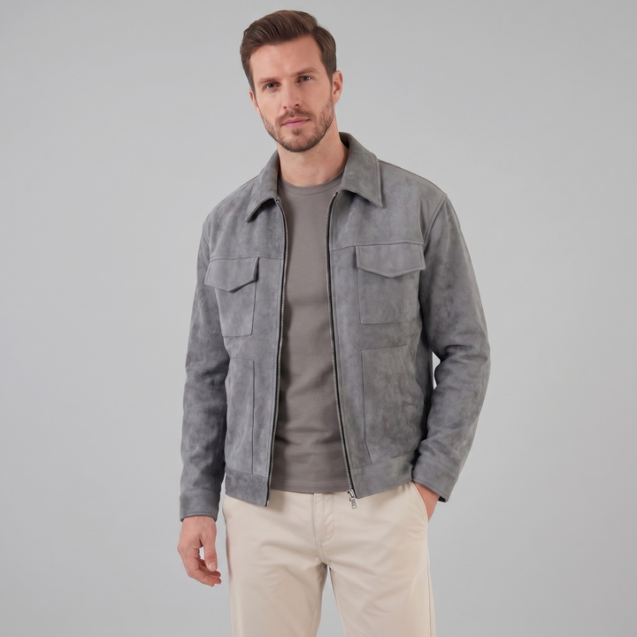 Reid | Classic Suede Jacket with Zip Collar