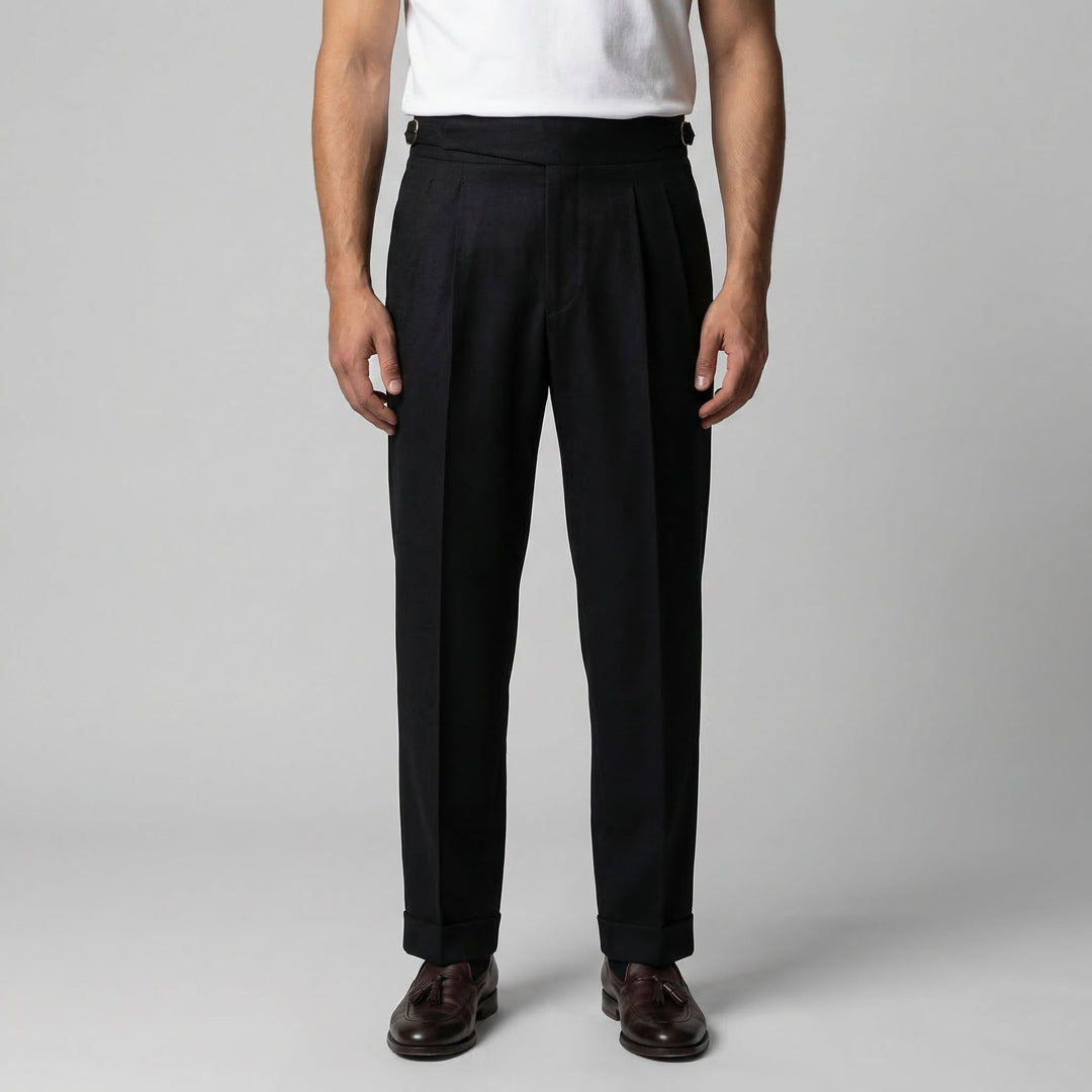 Men's Straight Leg Pleated Smart Trousers