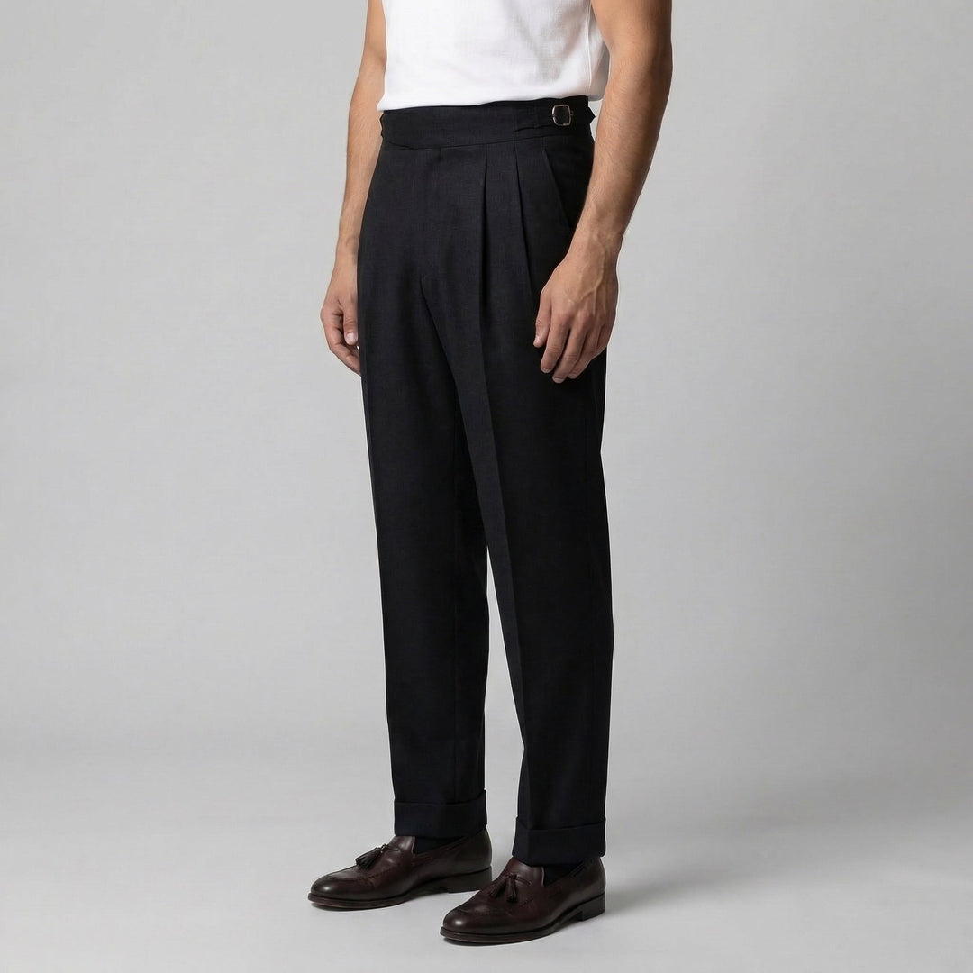 Men's Straight Leg Pleated Smart Trousers