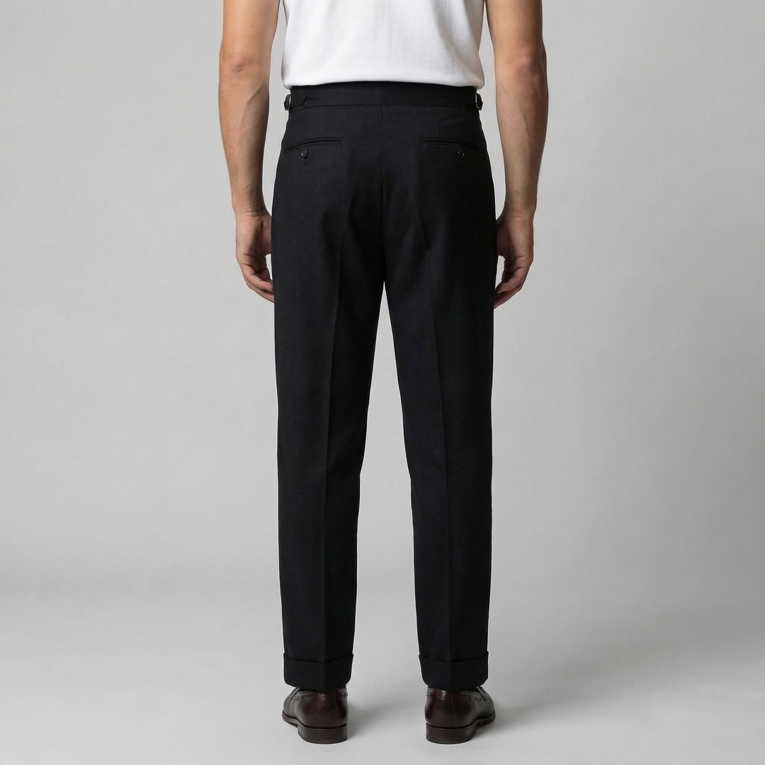 Men's Straight Leg Pleated Smart Trousers