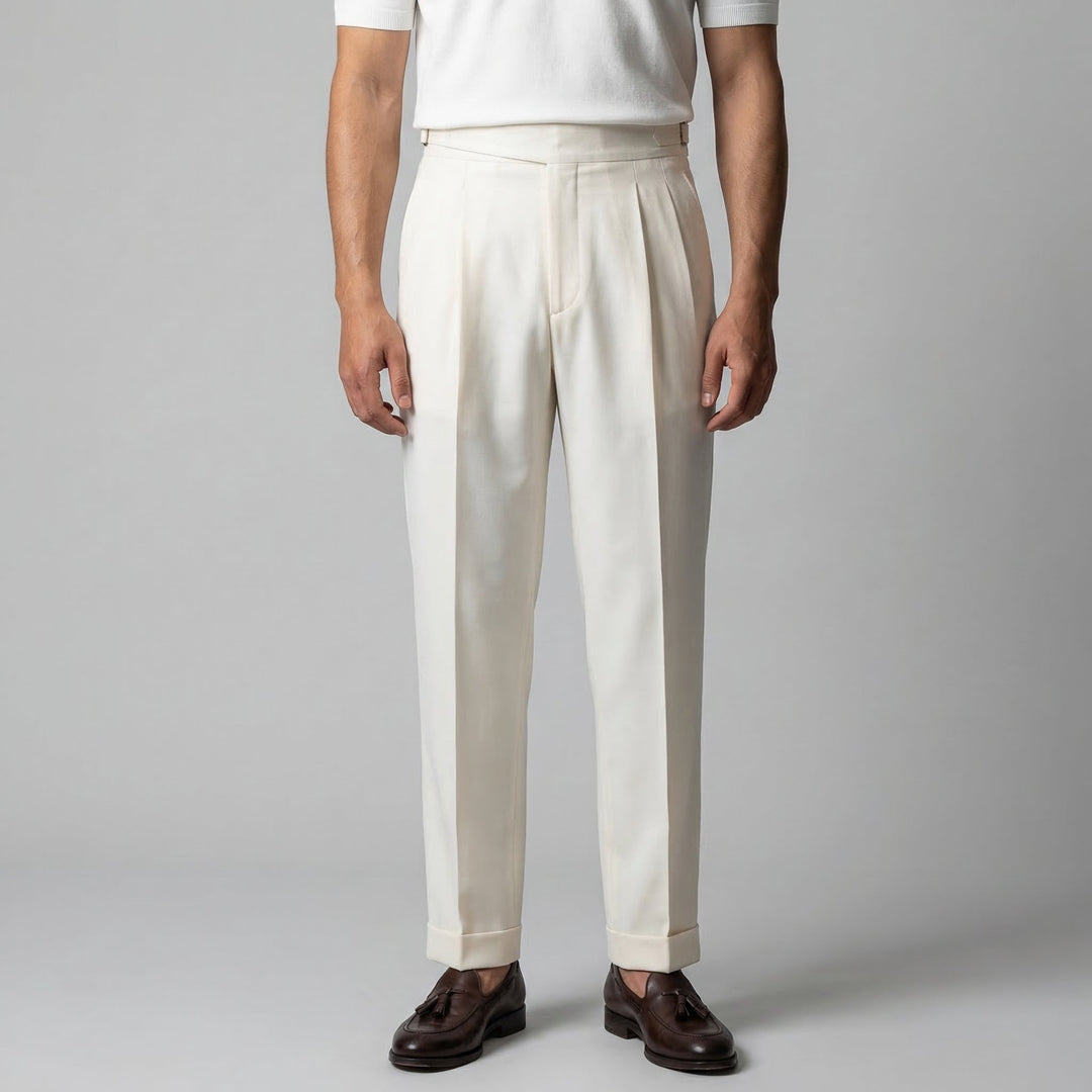 Men's Straight Leg Pleated Smart Trousers